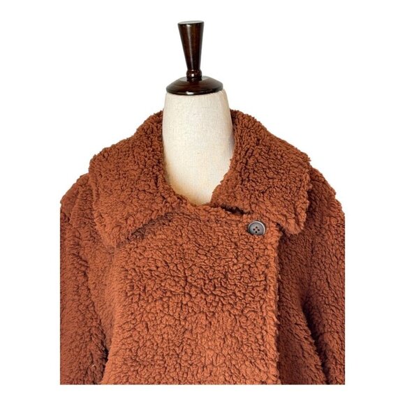BB Dakota Coat Women Small Brown‎ Sherpa Fuzzy Teddy As She Goes Jacket NWOT - Picture 4 of 10
